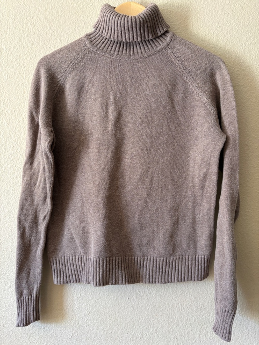 Taupe Turtleneck Sweater Neutral Minimalist Cozy Knit Pullover Large